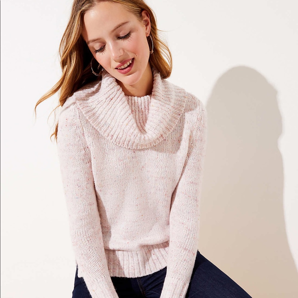 Loft Pink Multi Turtleneck Sweater, NWT Small
